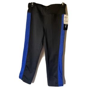 Ideology Teens Women's Cropped Leggings Black Blue Small Stretch Capri NWT